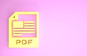 Yellow PDF on pink background.