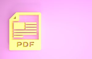 Yellow PDF on pink background.